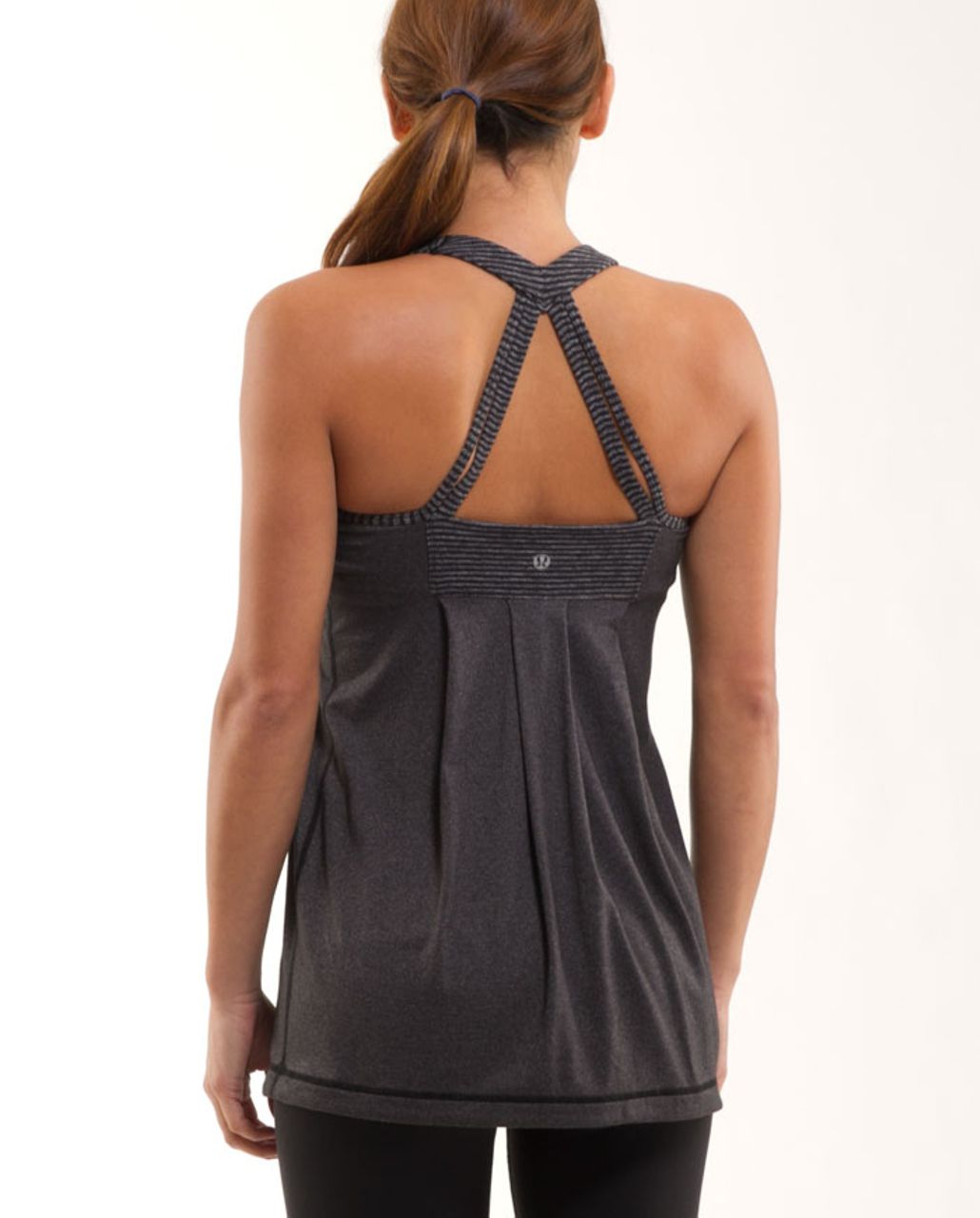 Lululemon Power Technique Tank - Black /  Black Heathered Coal Mini Check