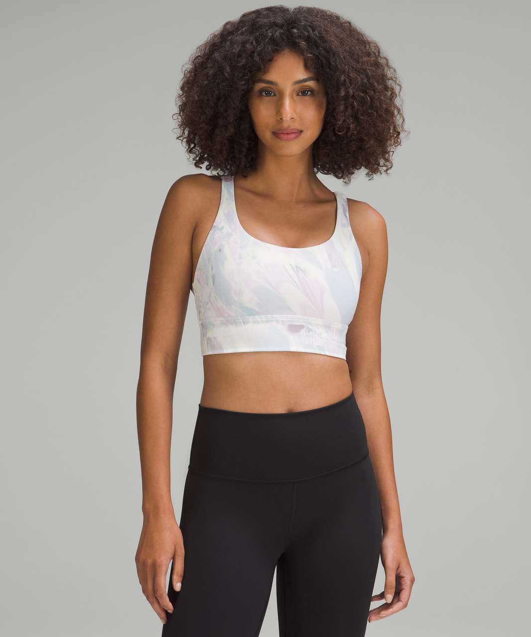 Lululemon Energy Longline Bra *Medium Support, B–D Cups - NOUVEAU MARBLE Meadow Sweet Pink Multi