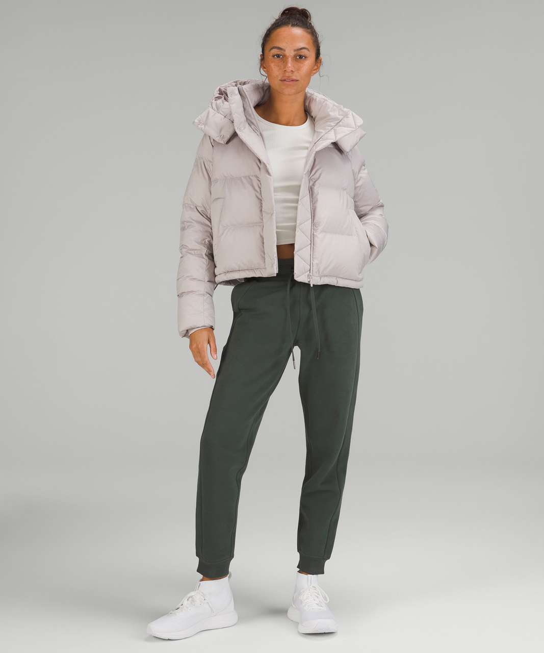 Lululemon Wunder Puff Cropped Jacket - Heathered Natural Ivory