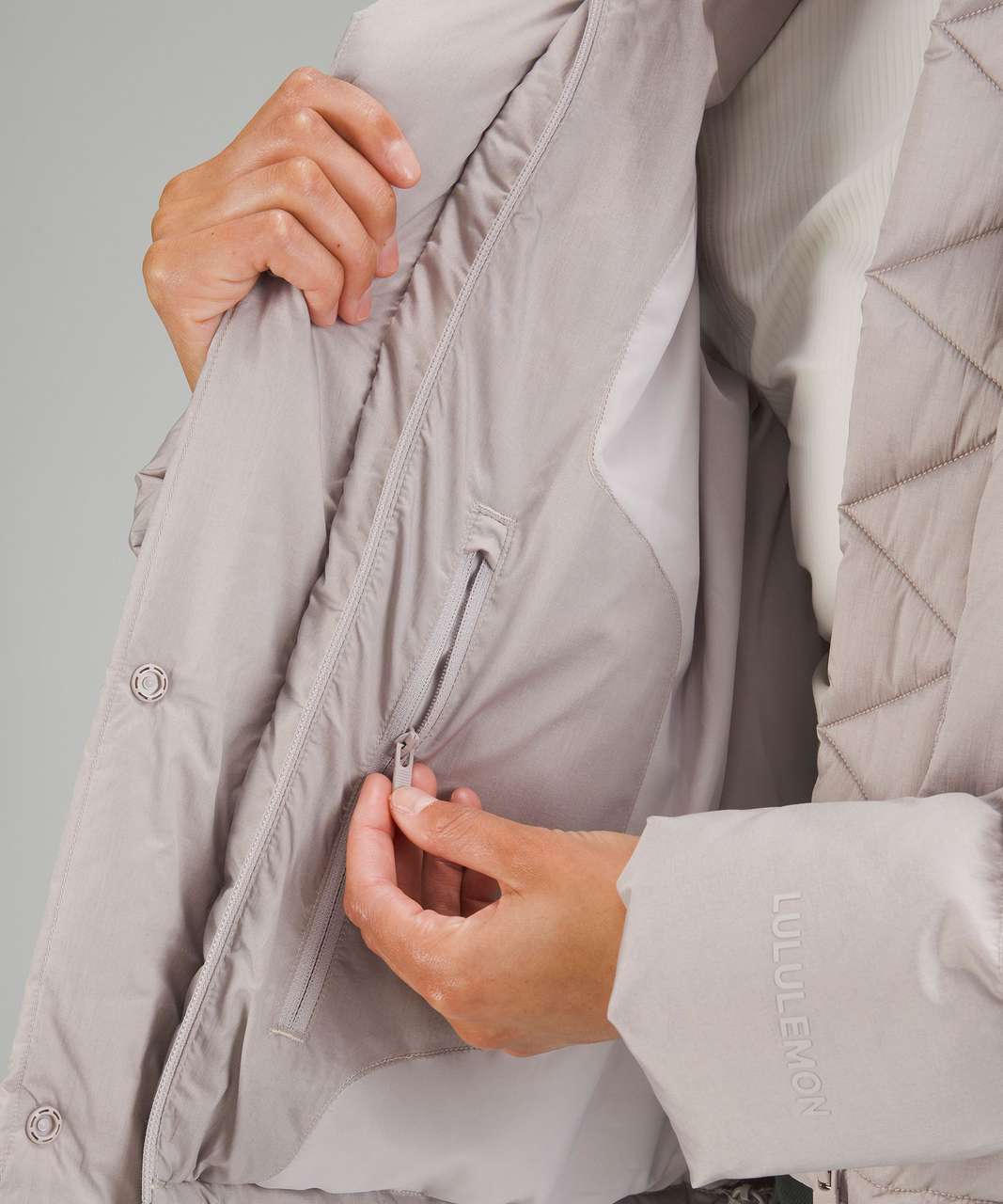 Lululemon Wunder Puff Cropped Jacket - Heathered Natural Ivory - lulu  fanatics