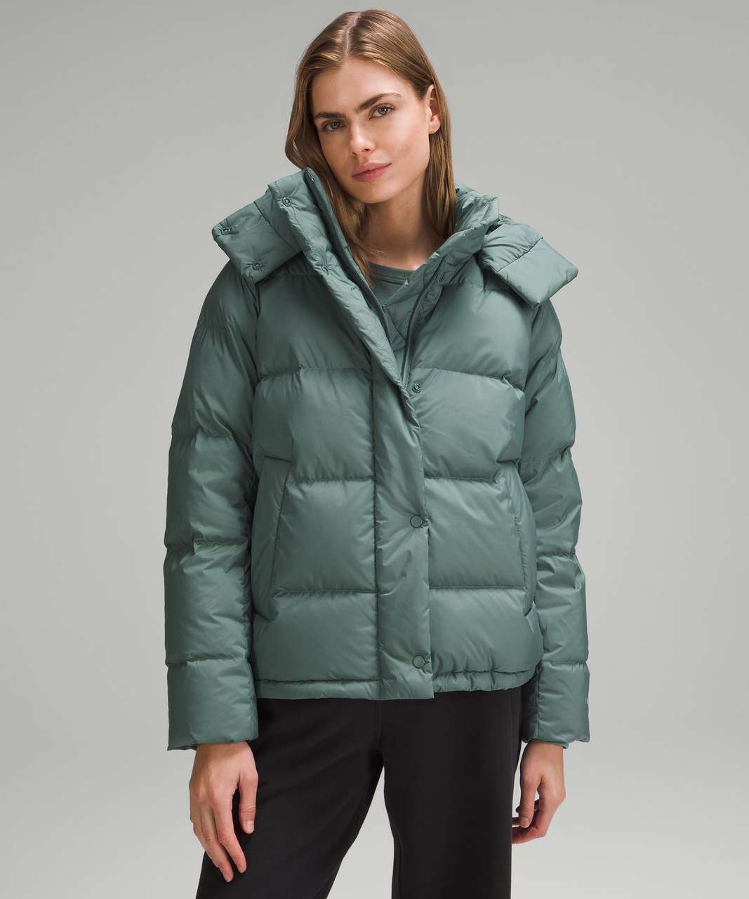 Lululemon Women's Wunder Puff 600-Fill Down Jacket CROPPED Evergreen Size 6