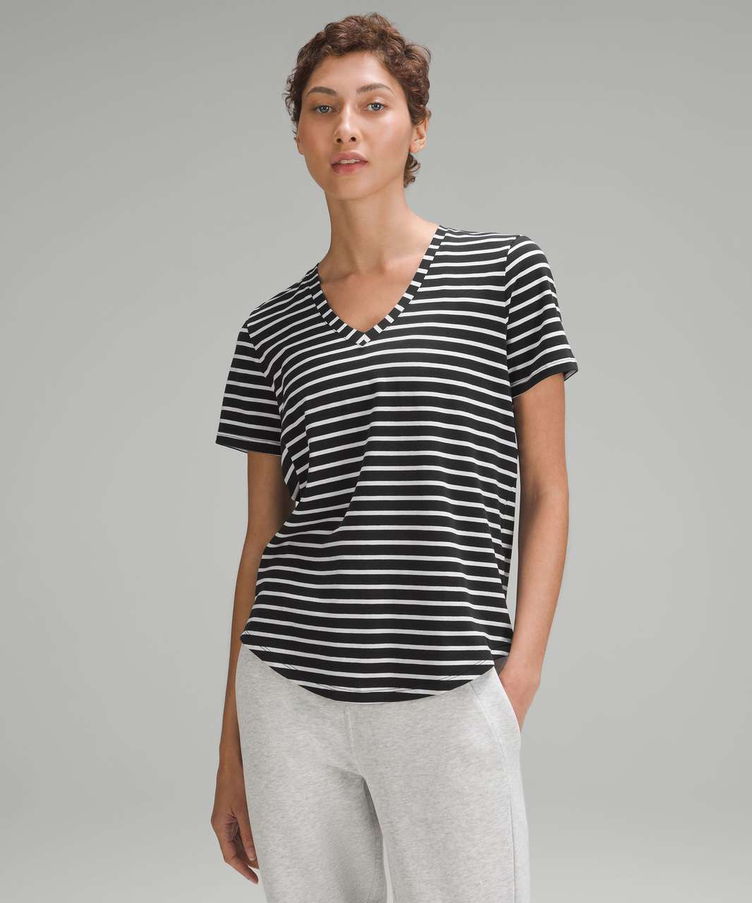 Lululemon Love V-Neck T-Shirt - Yachtie Stripe Black White