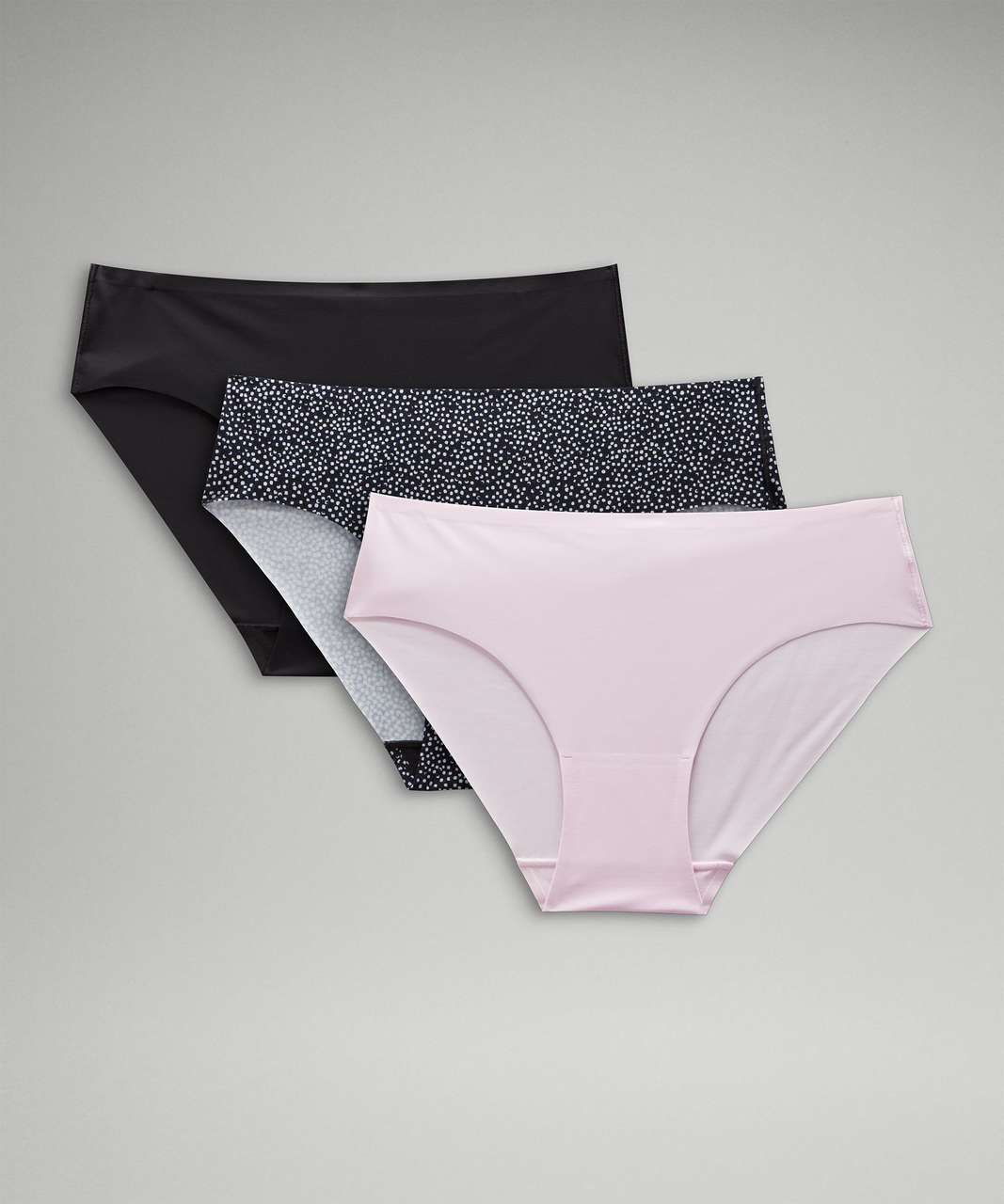 Lululemon InvisiWear Mid-Rise Bikini Underwear *3 Pack - Double Dimension  Starlight Black / Meadowsweet Pink / Black - lulu fanatics