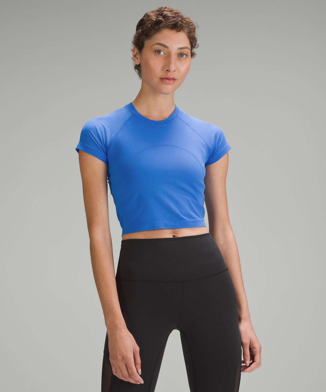 Lululemon Swiftly Tech Cropped Short-Sleeve Shirt 2.0 - Pipe Dream Blue / Pipe Dream Blue