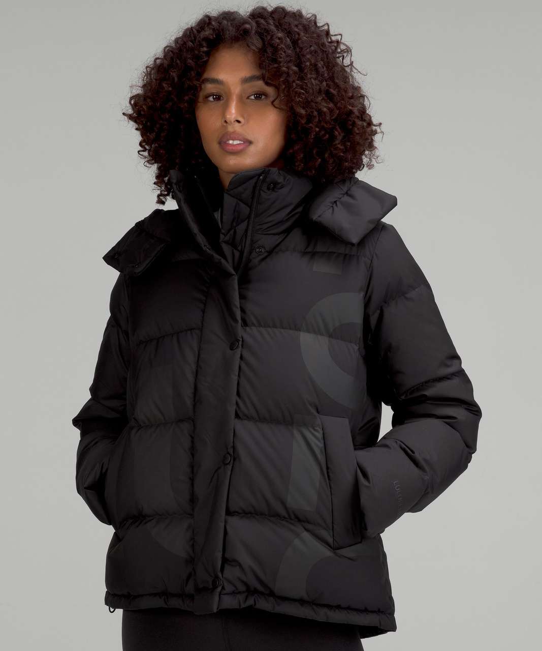 Lululemon Women's Size 8 Grey Goose & Down Puffer Jacket Black (s)