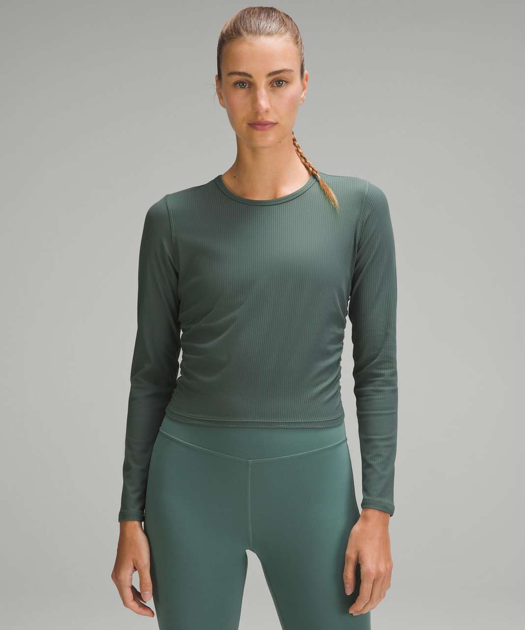 Lululemon 4 All It Takes Long Sleeve *Nulu Rosemary Green Ruched Stretch  RARE