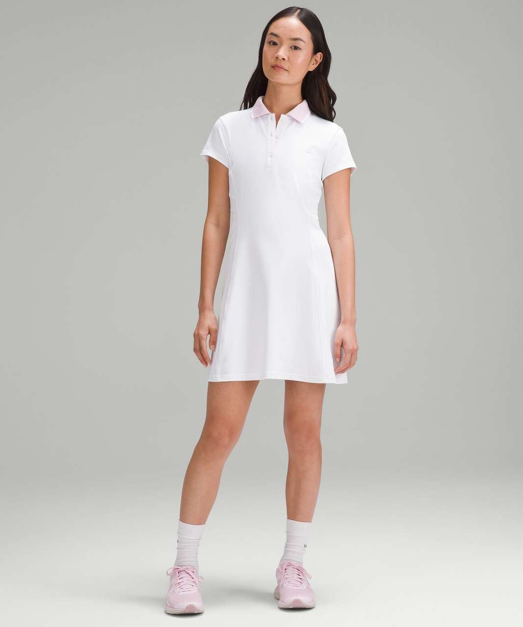 Lululemon Short-Sleeve Polo Dress - White / Meadowsweet Pink