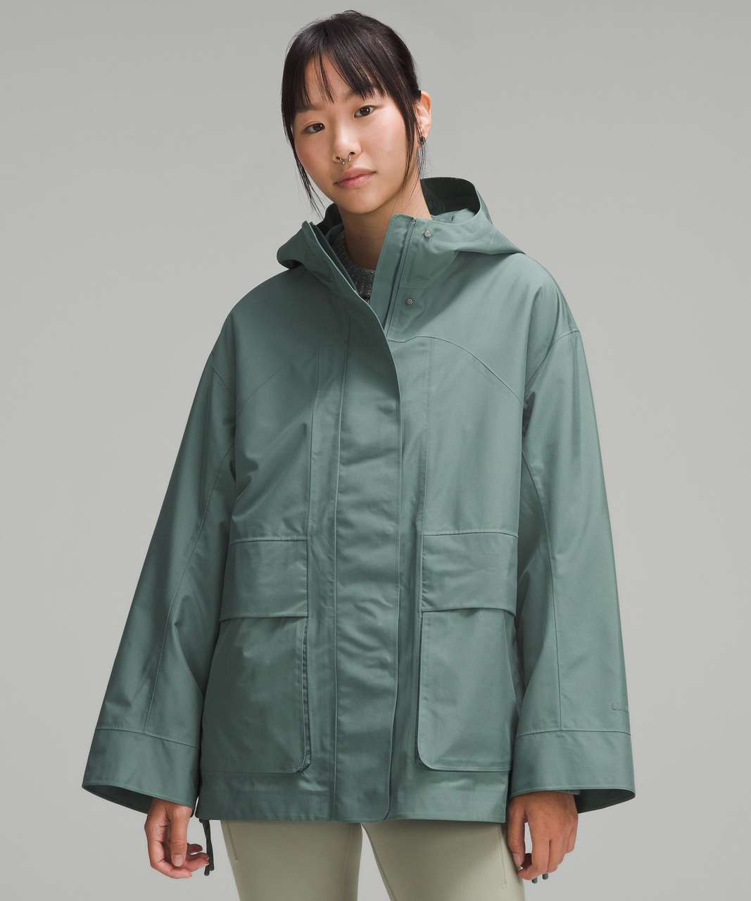 Lululemon Oversized Hooded Rain Jacket - Medium Forest - lulu fanatics