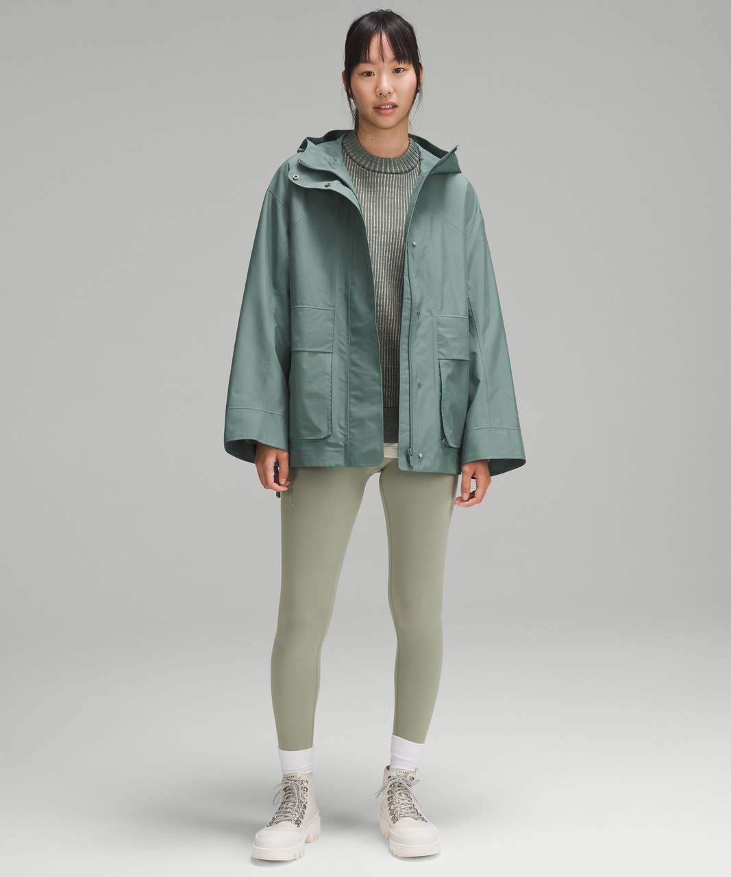 Lululemon Oversized Hooded Rain Jacket - Medium Forest