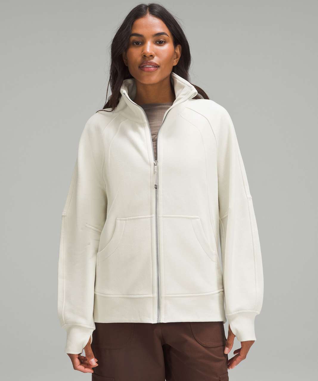 Lululemon Scuba Oversized Funnel-Neck Full Zip - Bone - lulu fanatics