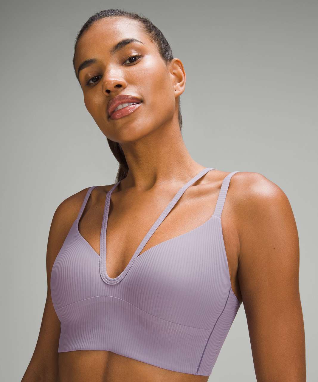 Lululemon Like a Cloud Strappy Longline Ribbed Bra *Light Support, B/C Cup  - Purple Ash - lulu fanatics