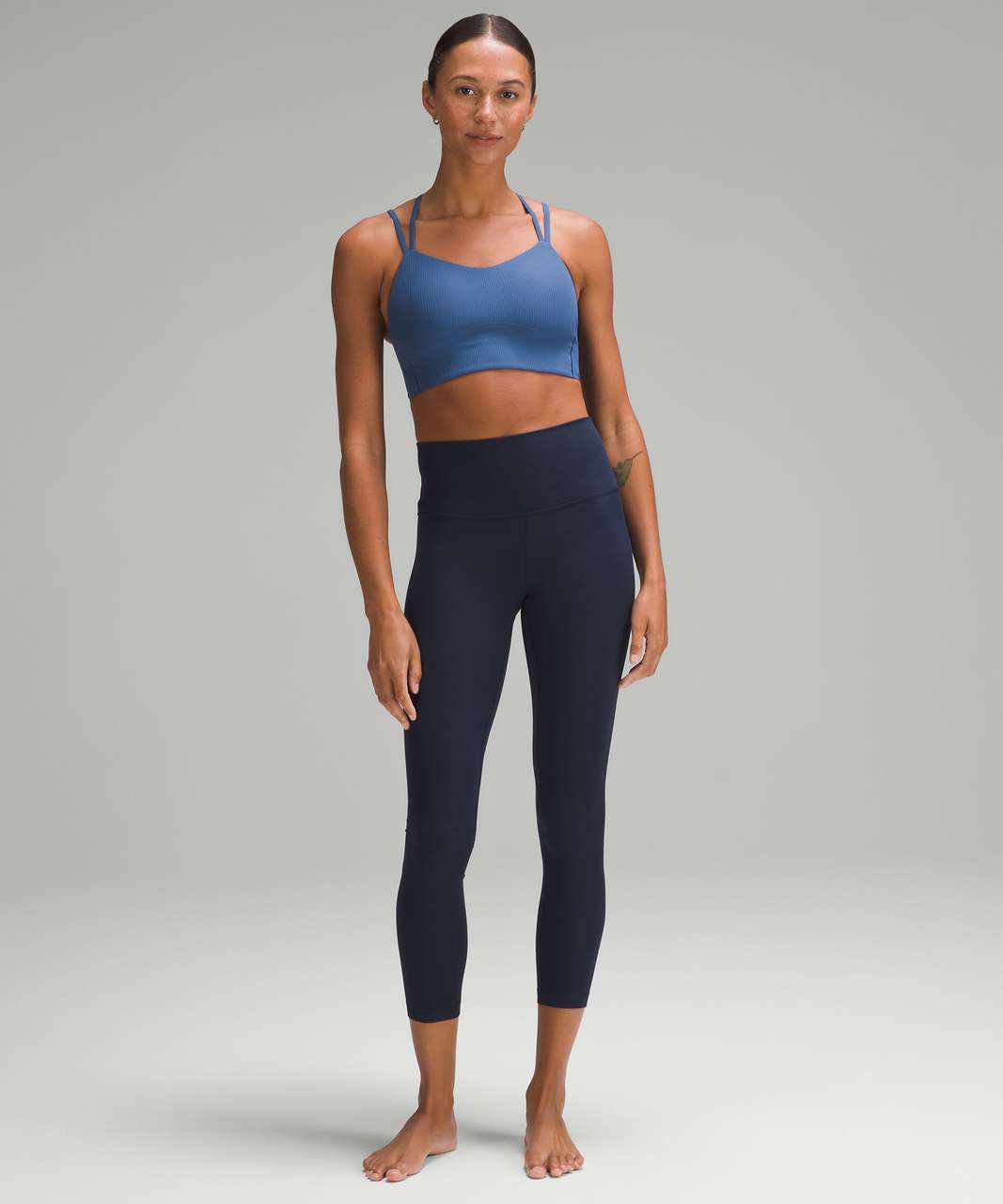 Lululemon white cadet blue twist long line bra - Agent Athletica