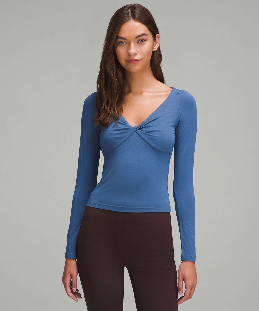 Lululemon Modal-Silk Blend V-Neck Long-Sleeve Shirt - Pitch Blue