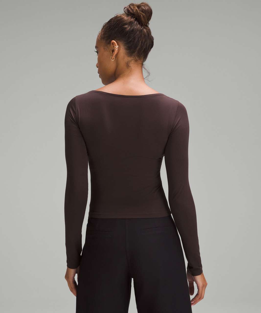 Lululemon Modal-Silk Blend V-Neck Long-Sleeve Shirt - Espresso