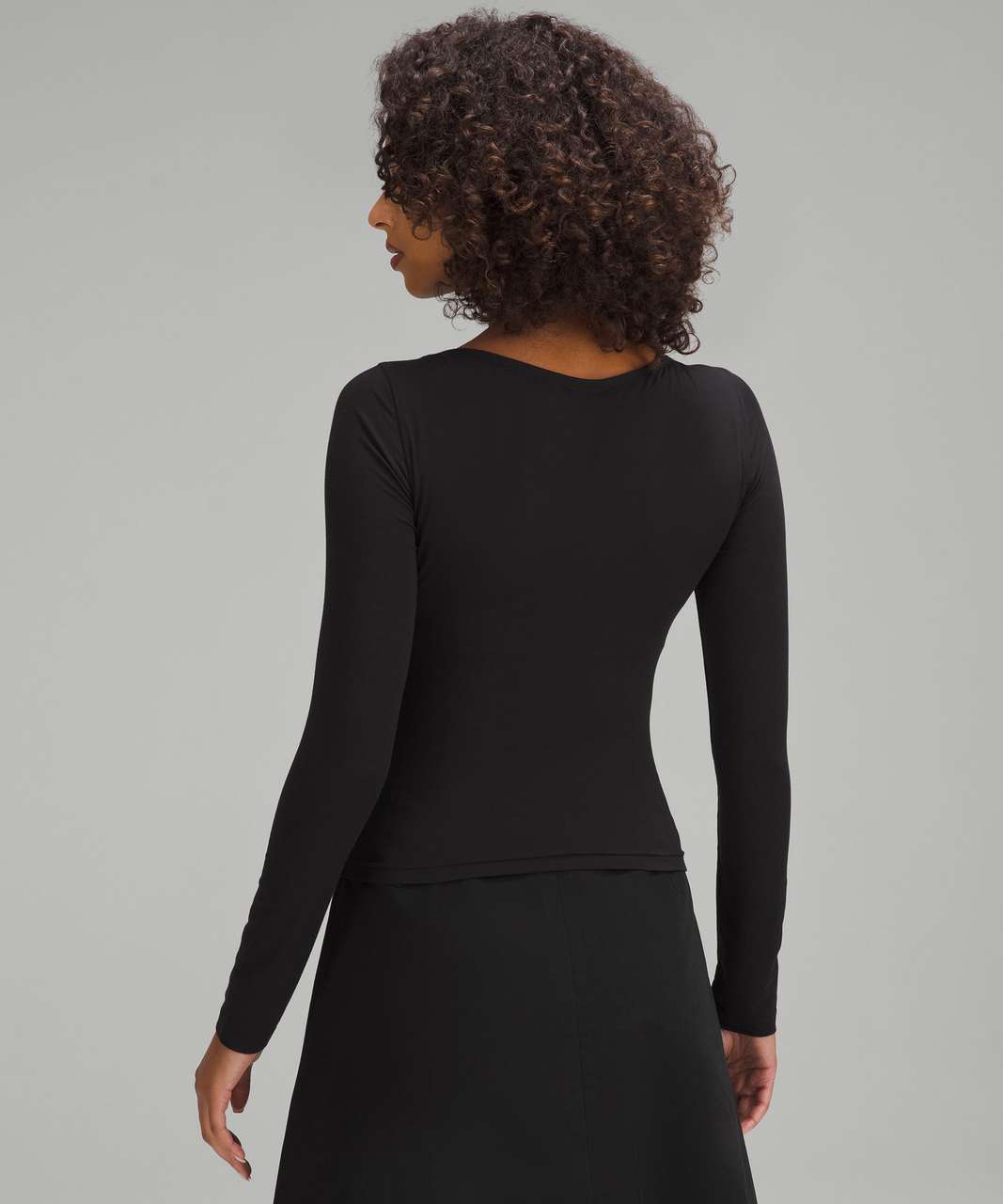 Lululemon Modal-Silk Blend V-Neck Long-Sleeve Shirt - Black - lulu fanatics