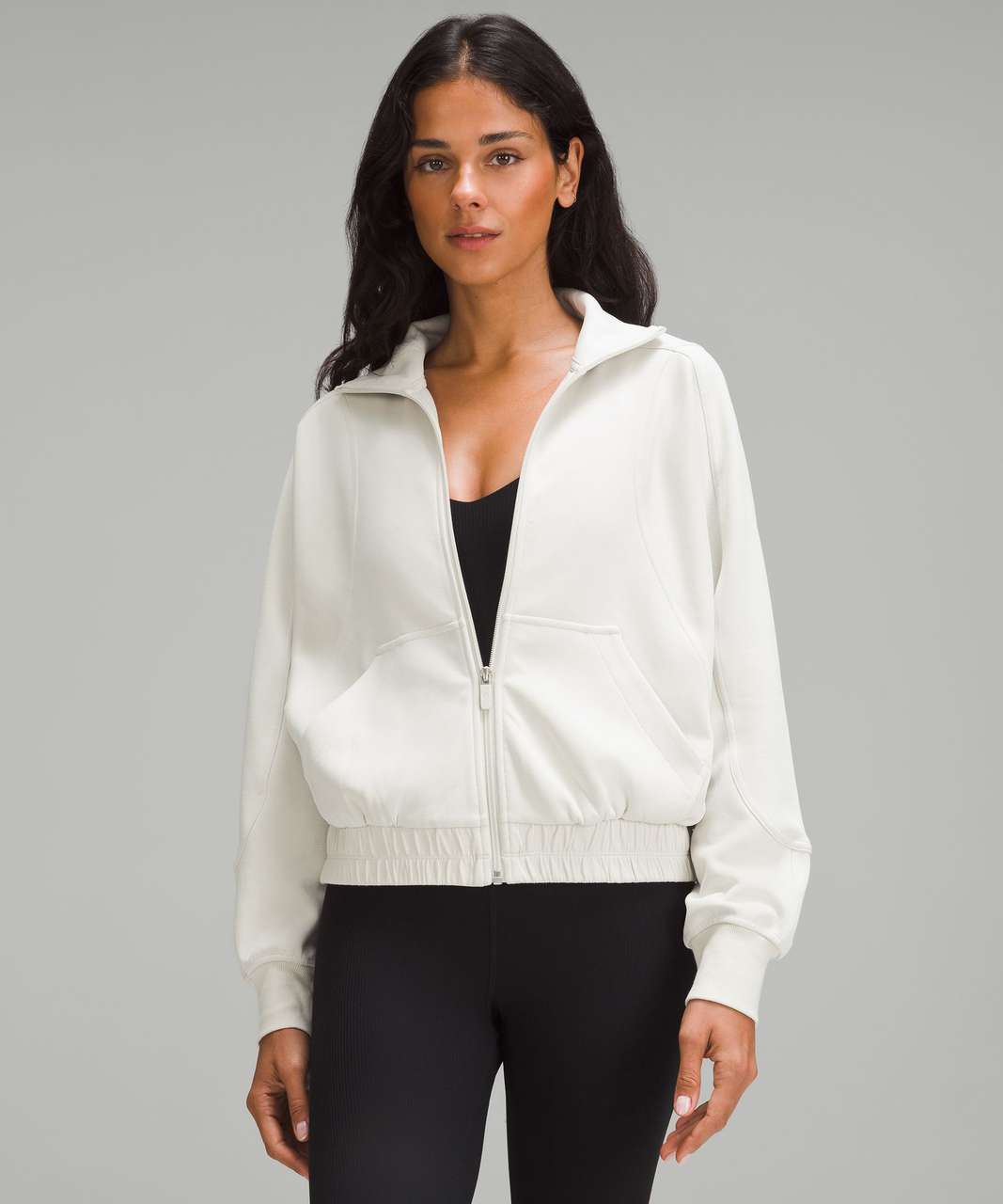 Lululemon Brushed Softstreme Funnel-Neck Zip Up - Bone - lulu fanatics