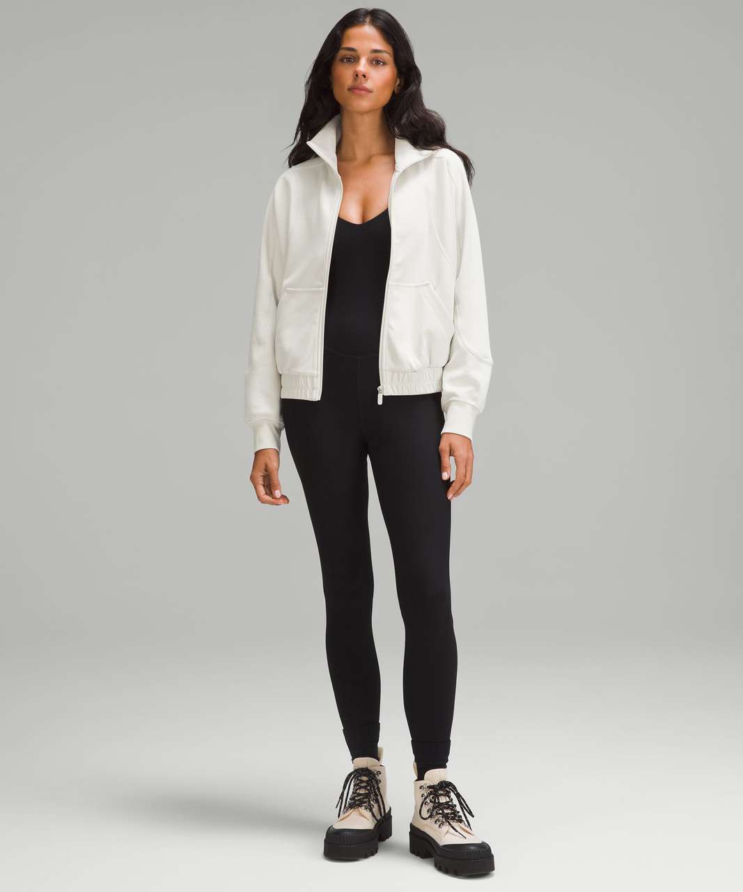 Lululemon Brushed Softstreme Funnel-Neck Zip Up - Bone