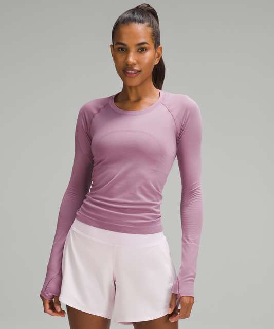 Lululemon Swiftly Tech Long Sleeve Crew - Black / White - lulu fanatics