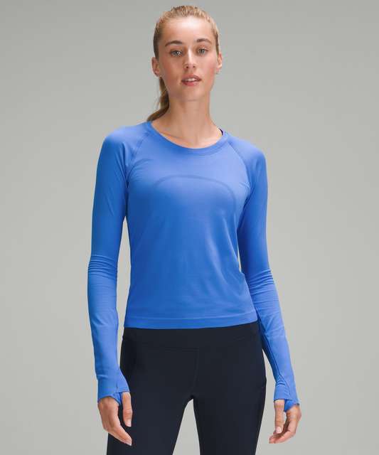 Lululemon Swiftly Tech Long Sleeve 2.0 *Race Length - Tetra Stripe Rhino  Grey / Black / Icing Blue / Turquoise Tide - lulu fanatics