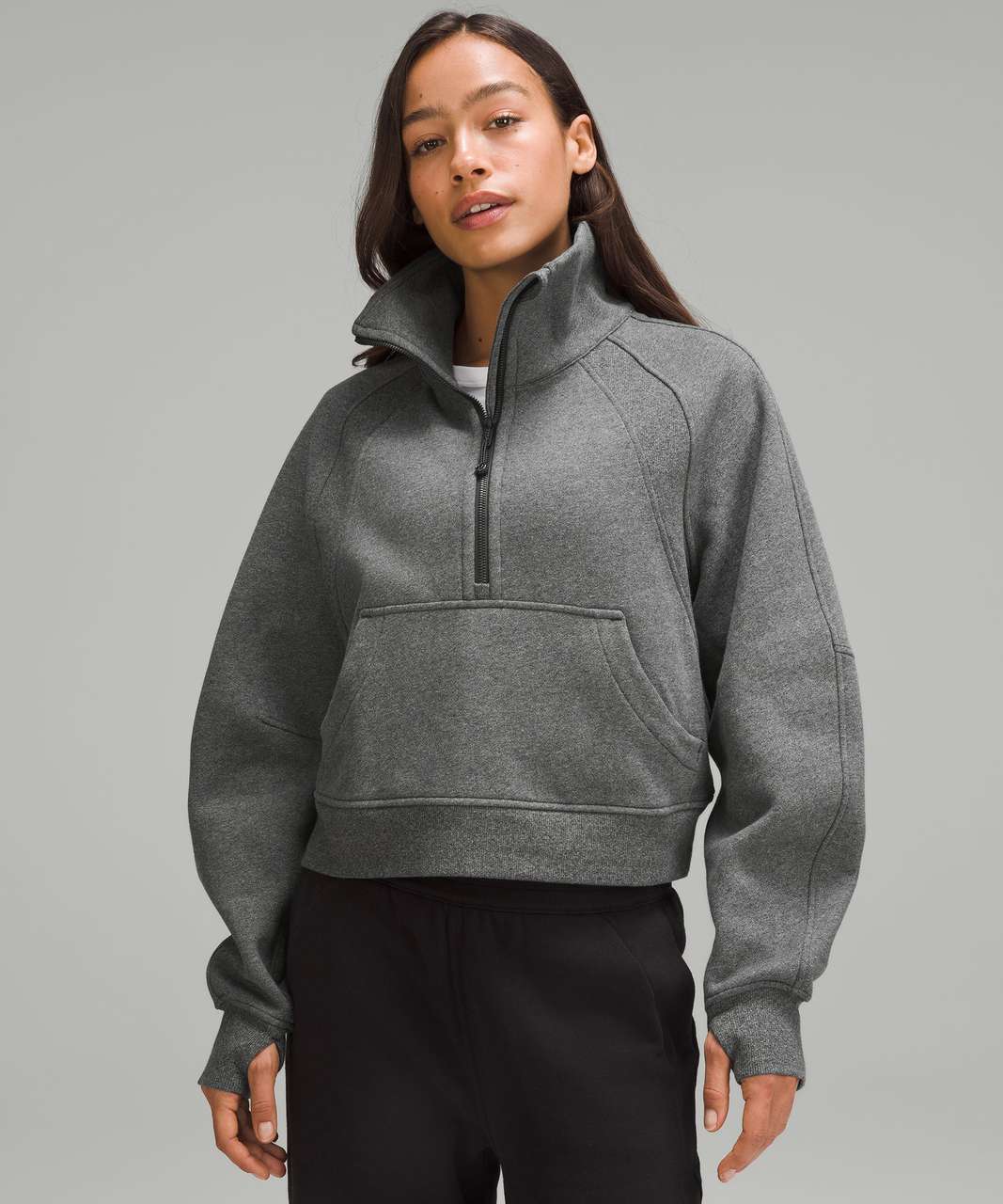 Lululemon Scuba Oversized Funnel-Neck Half Zip - Heathered Speckled Black