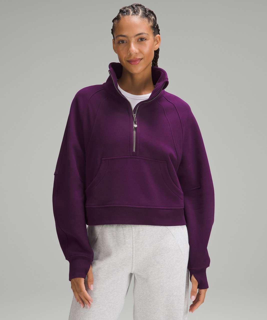 LULULEMON NWT SCUBA OVERSIZED HALF 1/2 ZIP FUNNEL NECK XS/S LILAC SMOKE NEW