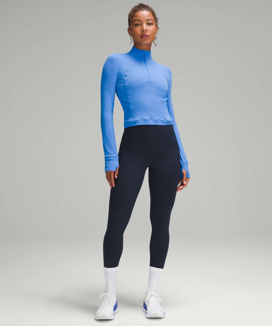 Lululemon Its Rulu Run Cropped Half Zip - Pipe Dream Blue - lulu fanatics