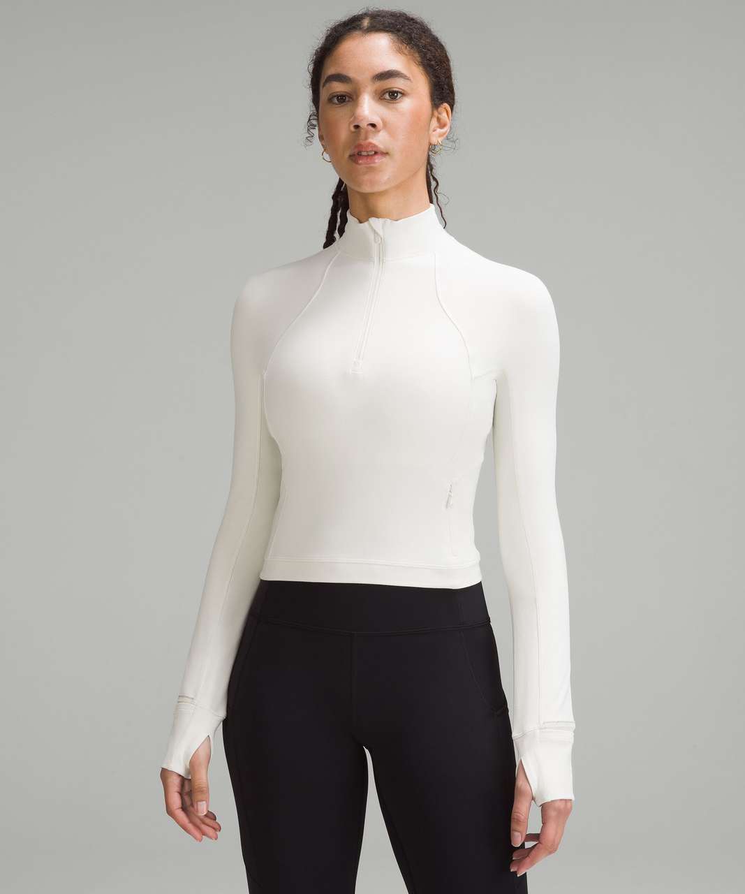 Lululemon Its Rulu Run Cropped Half Zip - Bone - lulu fanatics