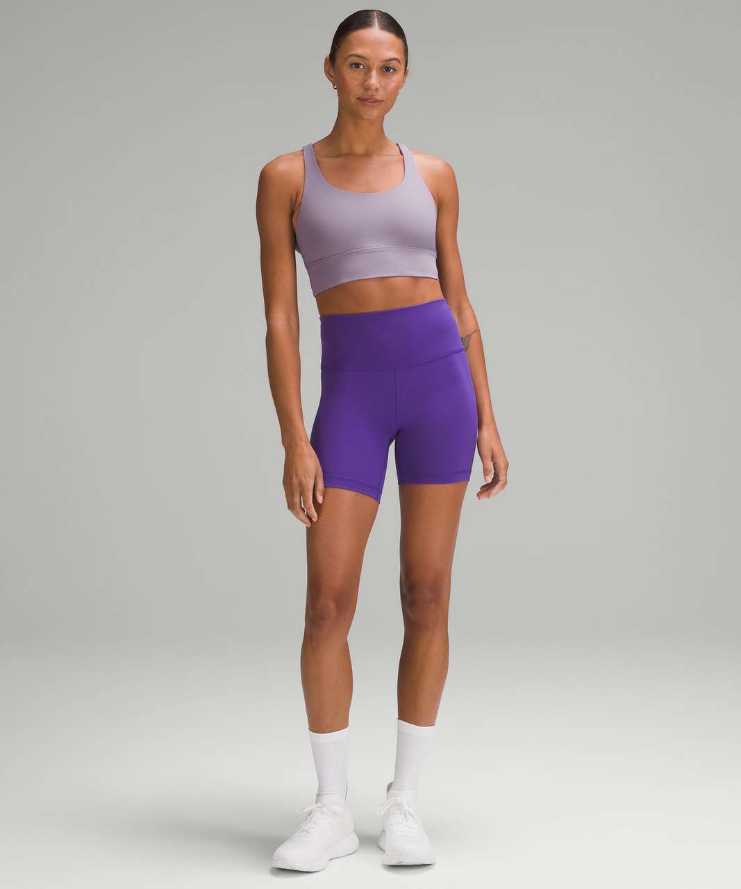 lululemon purple plum energy sports bra cross over back straps RRP $54.99  uk 8