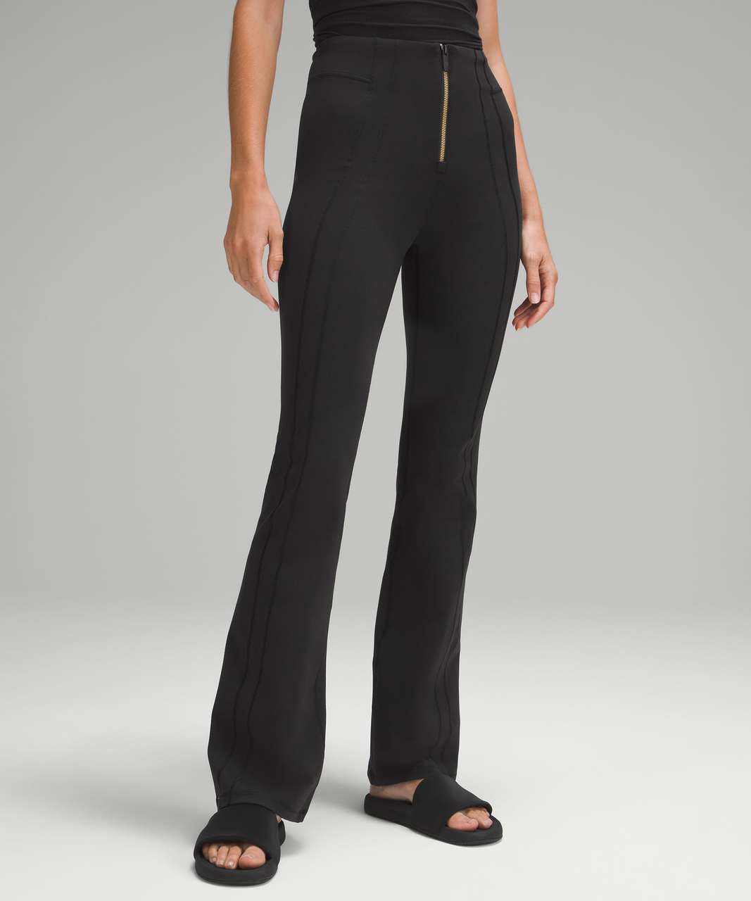 Lululemon Define Zip-Front High-Rise Flared Pant - Black - lulu fanatics