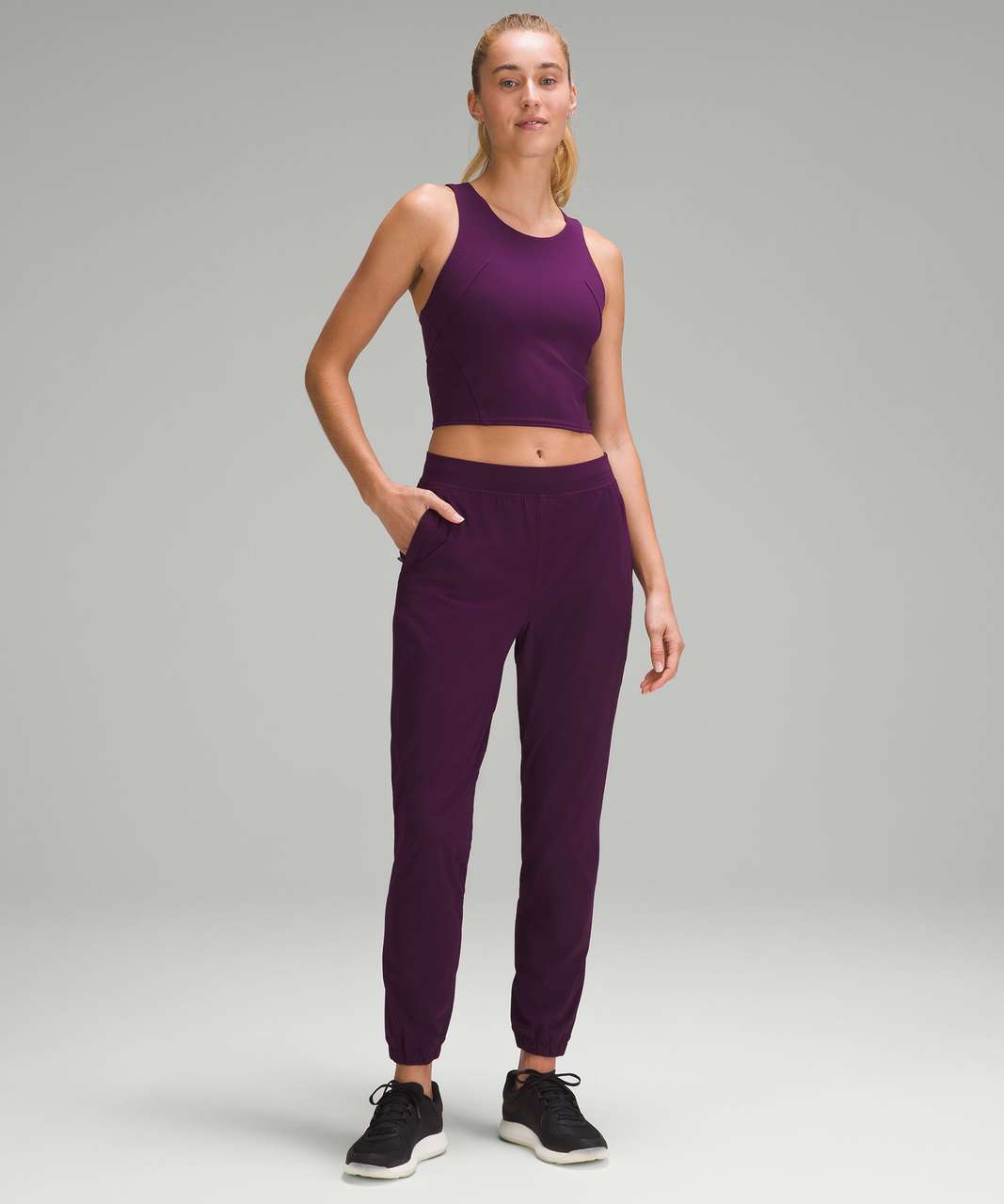 lululemon athletica, Pants & Jumpsuits, Lululemon Adapted State Jogger  Pant Size 2 Cassis Dark Purple Zipper Trim