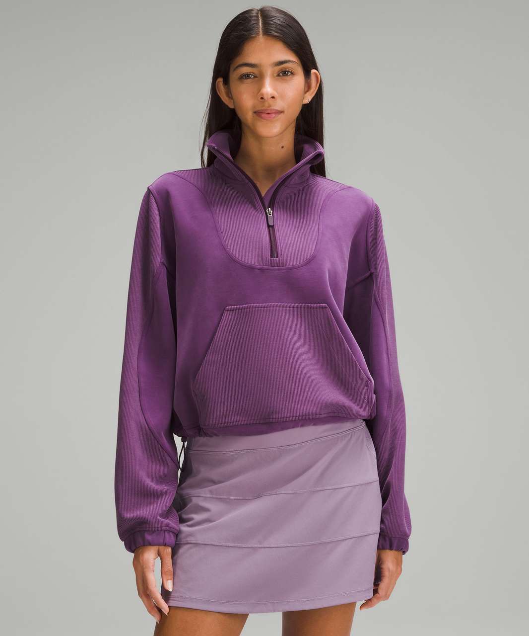 Lululemon Brushed Softstreme Ribbed Half Zip - Dramatic Magenta - lulu  fanatics