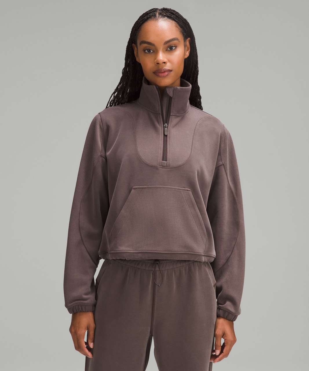 Lululemon Brushed Softstreme Ribbed Half Zip - Espresso - lulu fanatics