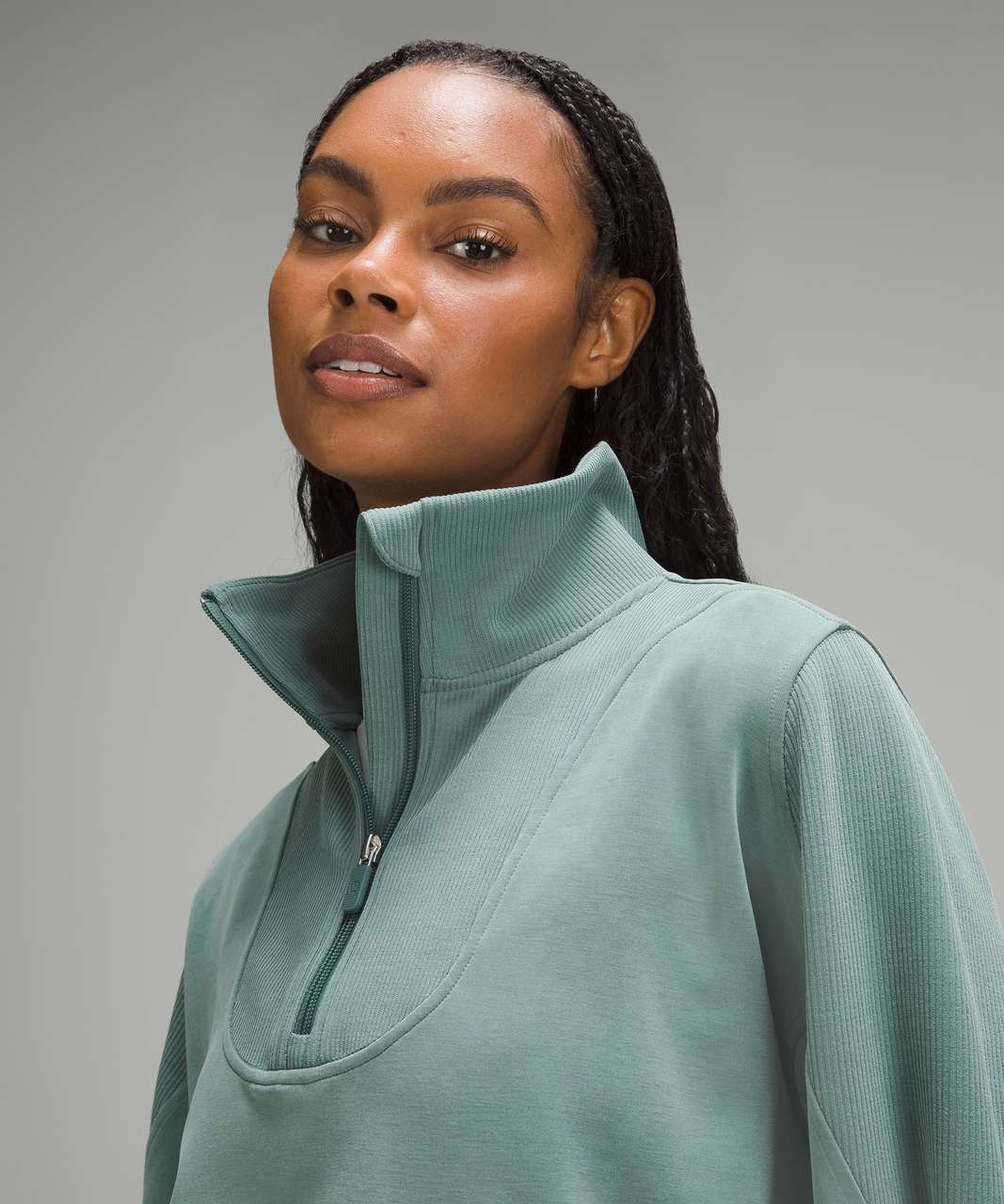 Dark Green Ribbed Half Zip