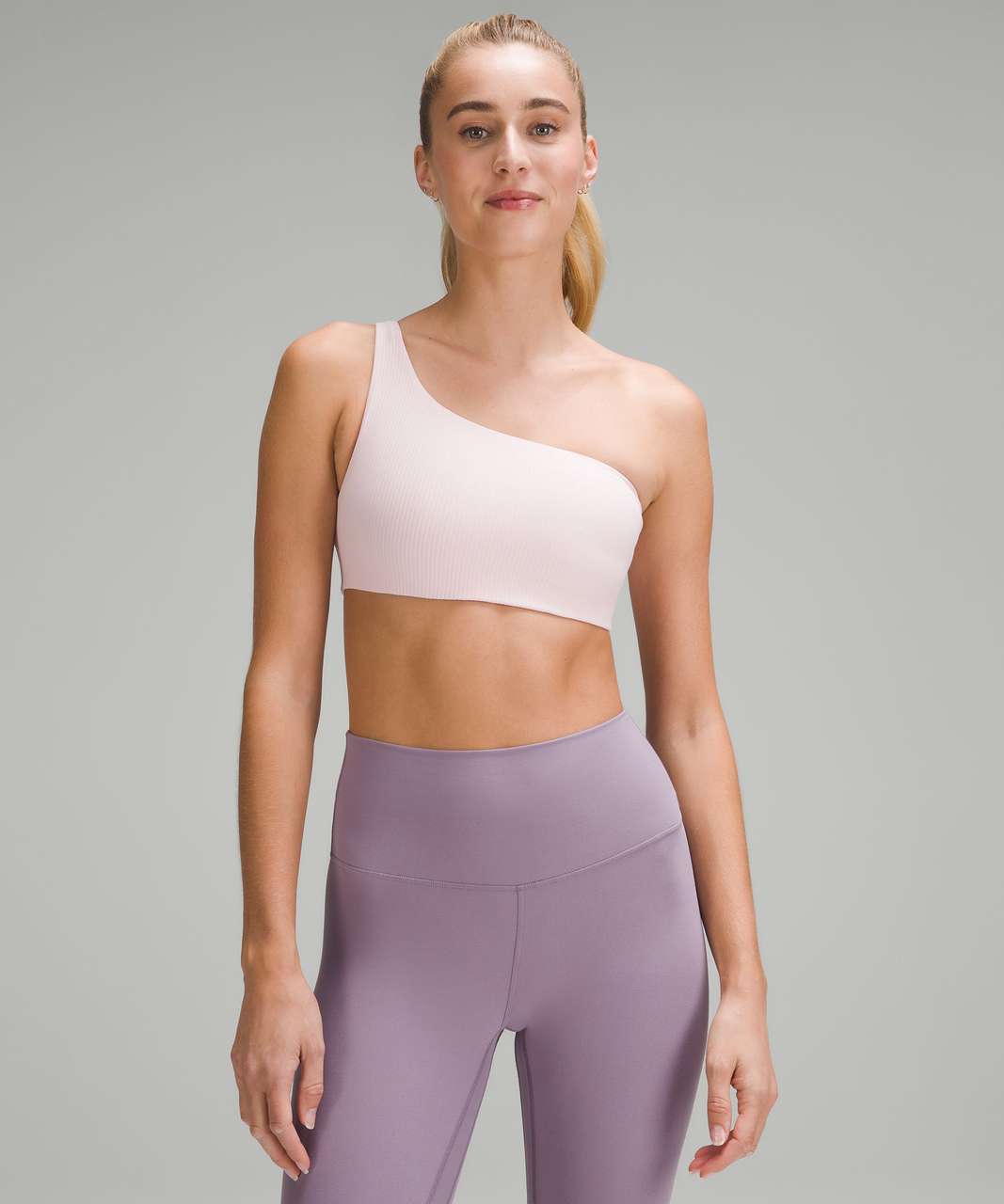 Lululemon Ribbed Nulu Asymmetrical Yoga Bra *Light Support, A/B Cup - Flush Pink