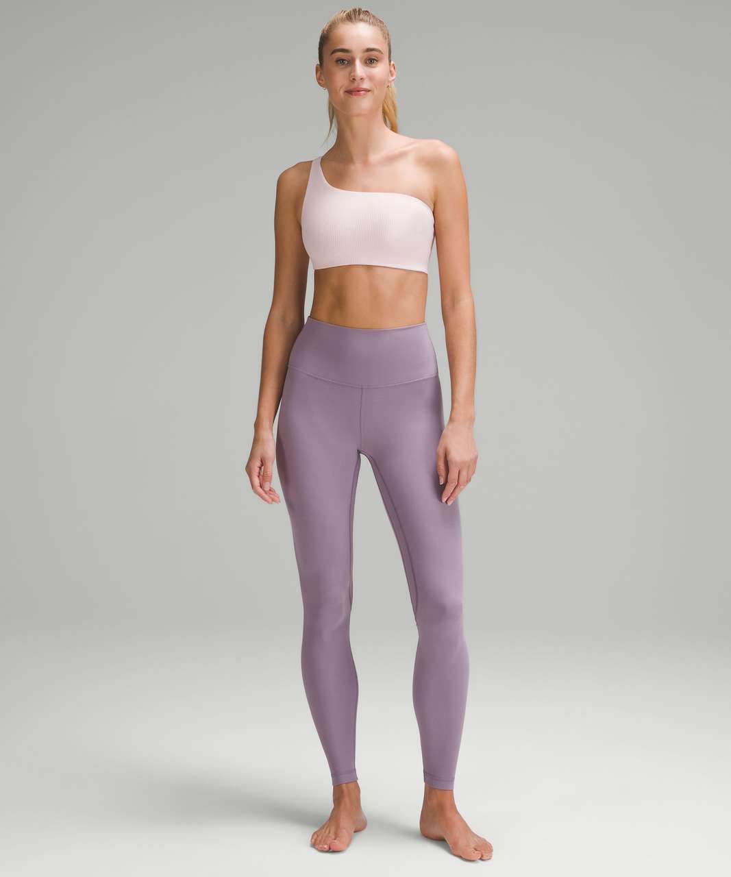 Lululemon Ribbed Nulu Asymmetrical Yoga Bra *Light Support, A/B Cup - Flush  Pink - lulu fanatics