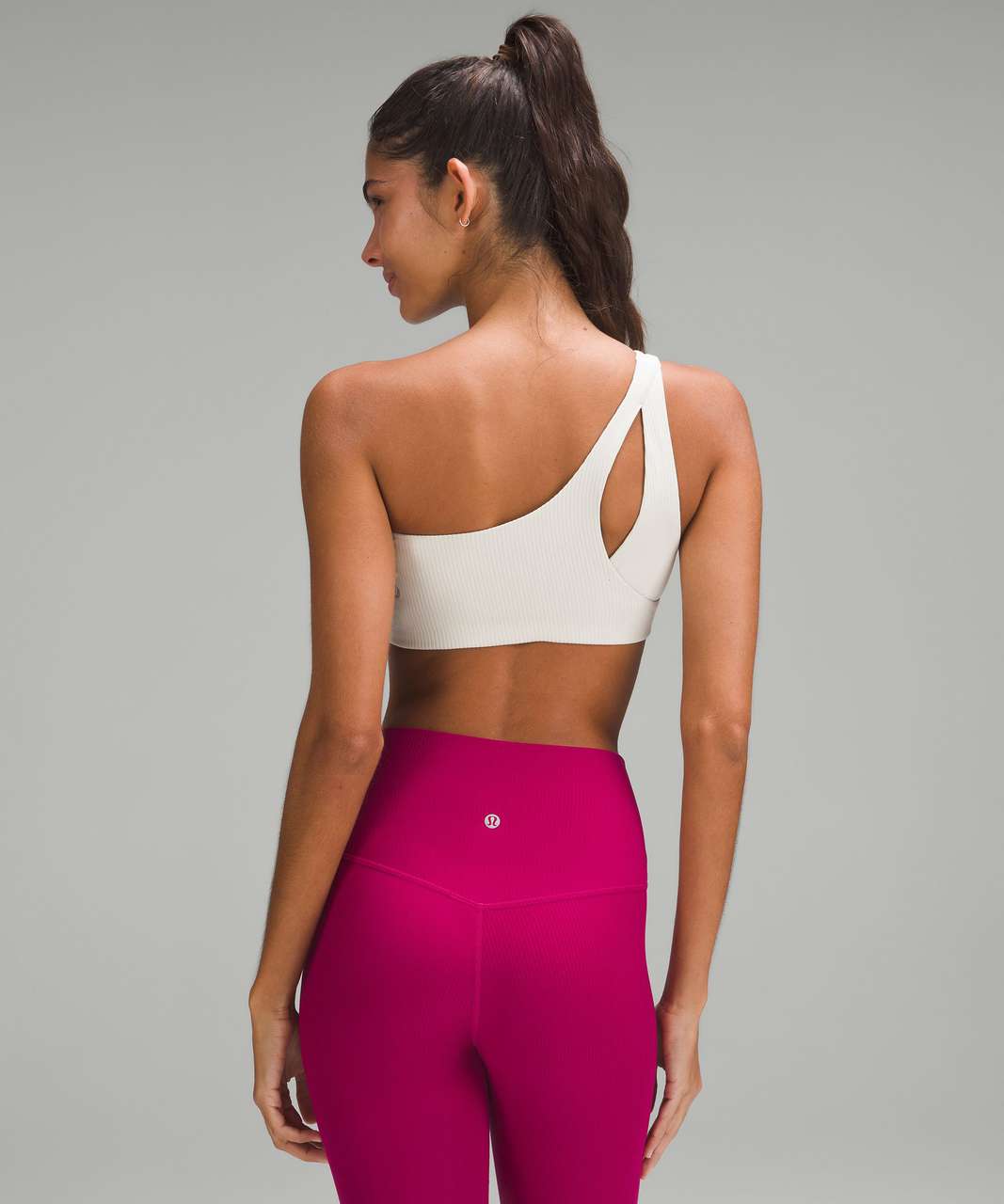 Lululemon Ribbed Nulu Asymmetrical Yoga Bra *Light Support, A/B Cup - Bone