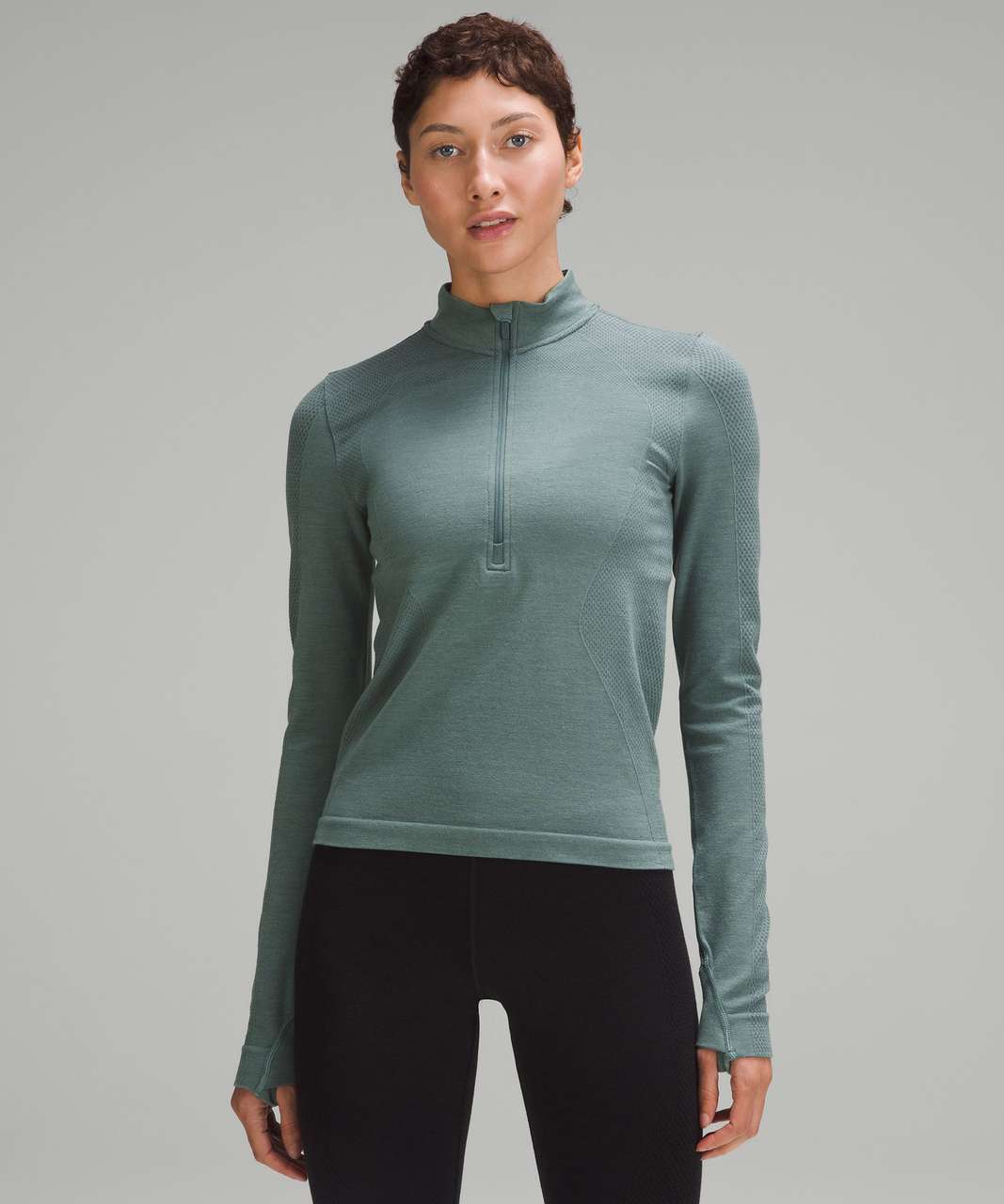 Lululemon Merino Wool-Blend Base Layer Half Zip - Medium Forest