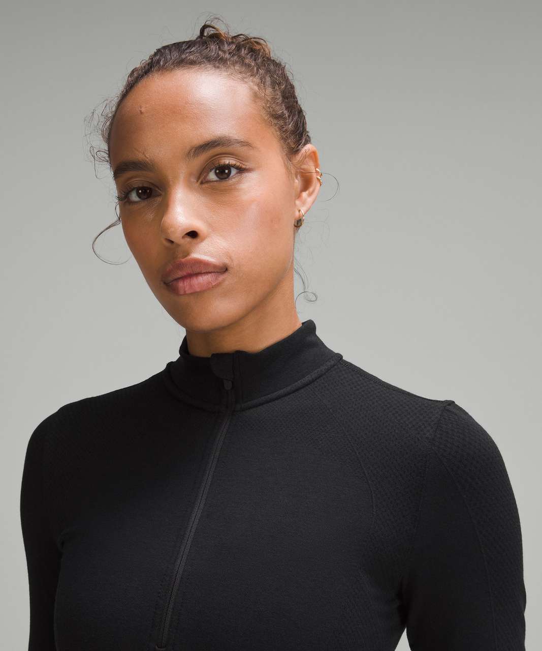 Lululemon Ribbed Funnel Neck Pullover - Heathered Black - lulu fanatics