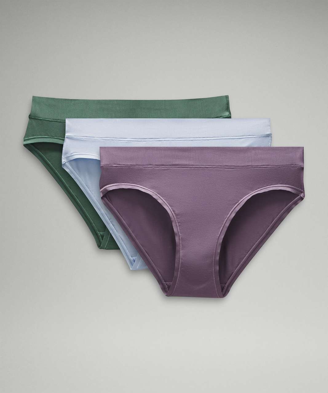 Lululemon UnderEase Mid-Rise Bikini Underwear *3 Pack - Velvet Dust / Faded  Zap / Pipe Dream Blue - lulu fanatics