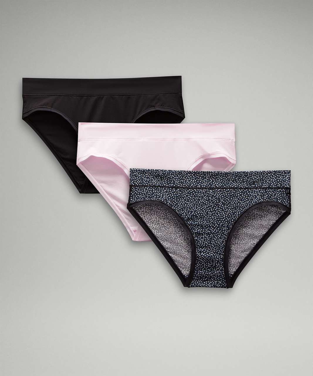 Lululemon UnderEase Mid-Rise Bikini Underwear *3 Pack - Double Dimension Starlight Black / Meadowsweet Pink / Black