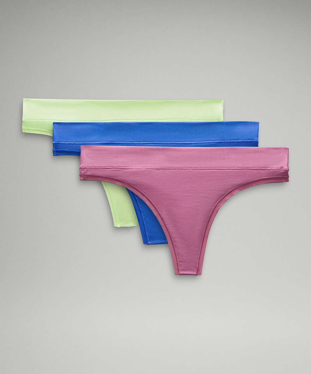 Lululemon UnderEase Mid-Rise Thong Underwear *3 Pack - Velvet Dust / Faded  Zap / Pipe Dream Blue - lulu fanatics