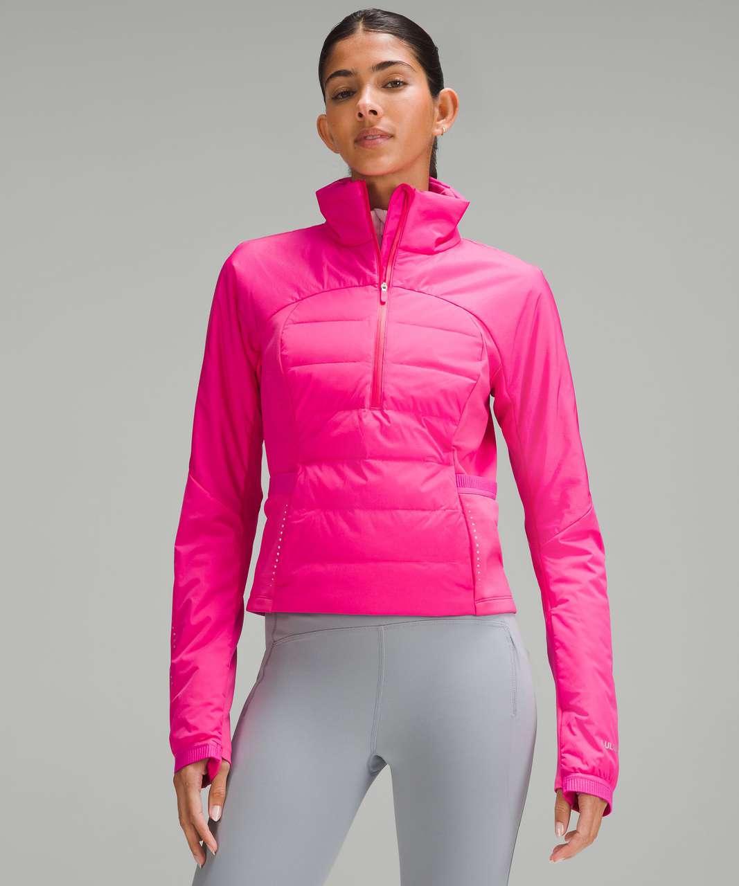 Lululemon Down for It All Cropped Half-Zip Pullover - Sonic Pink - lulu  fanatics