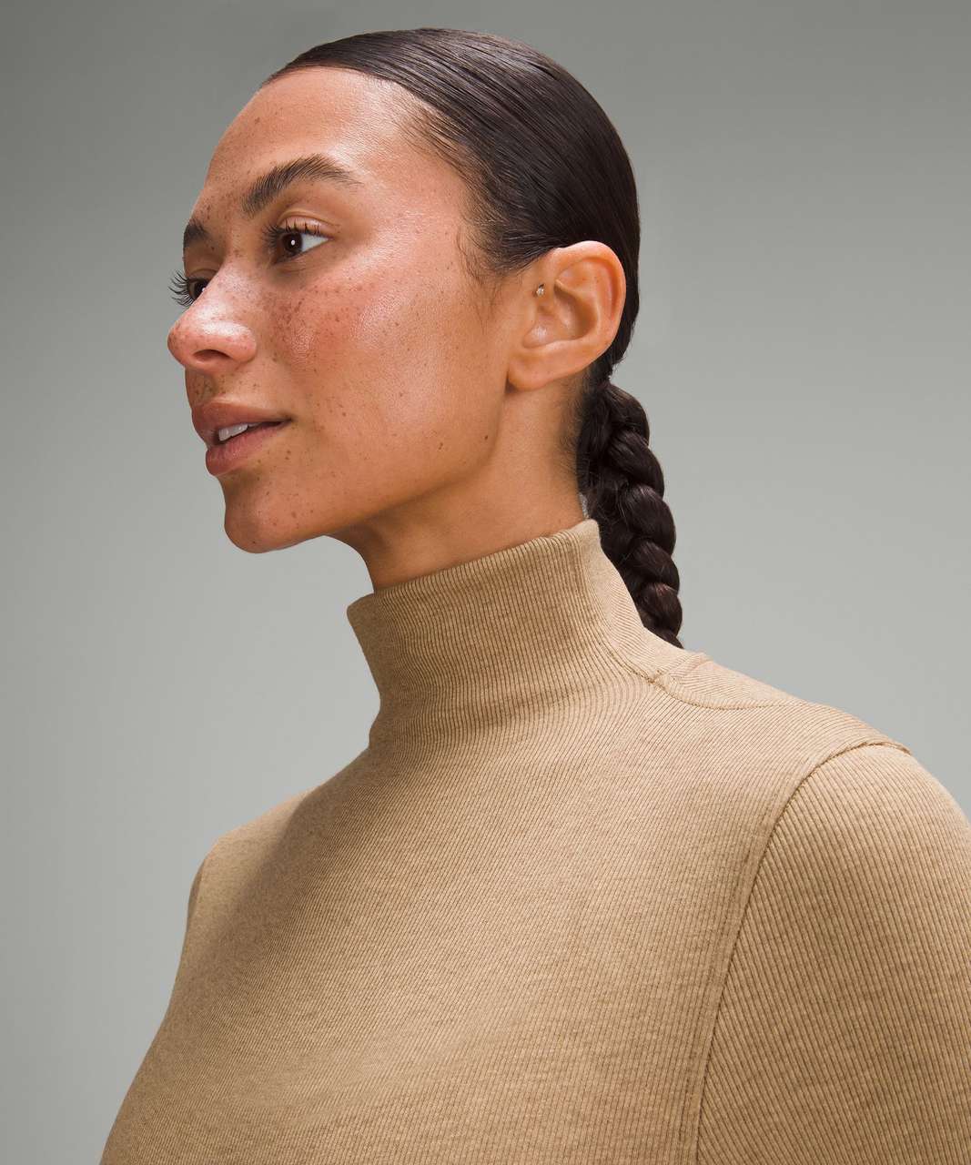 Lululemon Ribbed Wool-Blend Turtleneck - Heathered Allspice Lululemon Ribbed Wool-Blend Turtleneck - Heathered Allspice