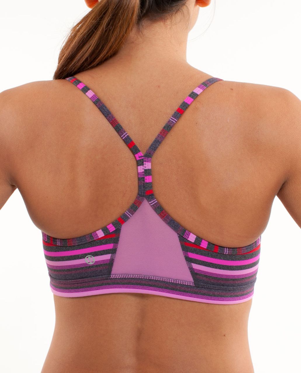 Lululemon Flow Y Bra 6 8 NWT Diamond Dye Graphite Grey Pastel Pink Tie Nulu  Yoga