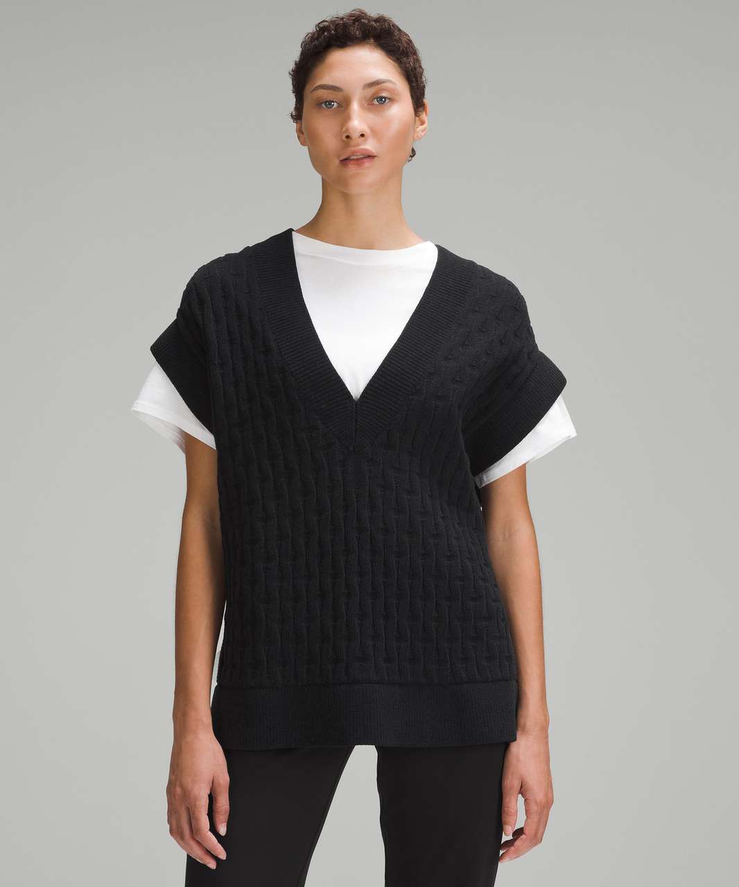 Lululemon Cable-Knit Relaxed-Fit Sweater Vest - Black