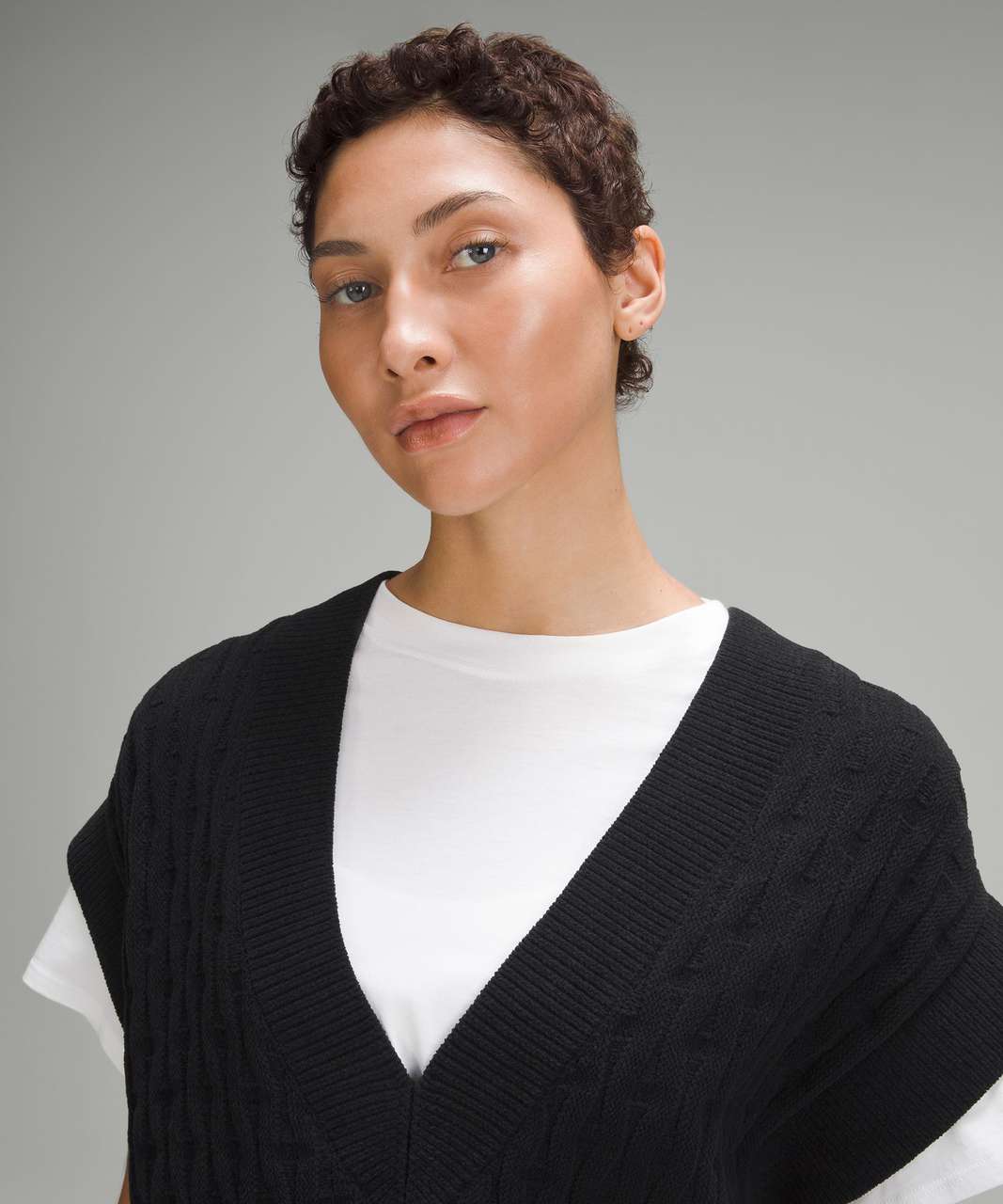 Lululemon Cable-Knit Relaxed-Fit Sweater Vest - Black - lulu fanatics