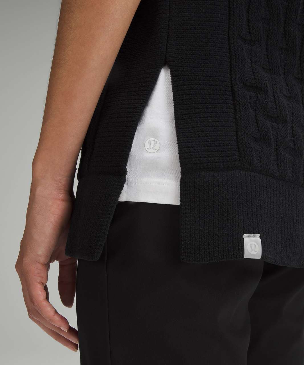 Lululemon Cable-Knit Relaxed-Fit Sweater Vest - Black - lulu fanatics