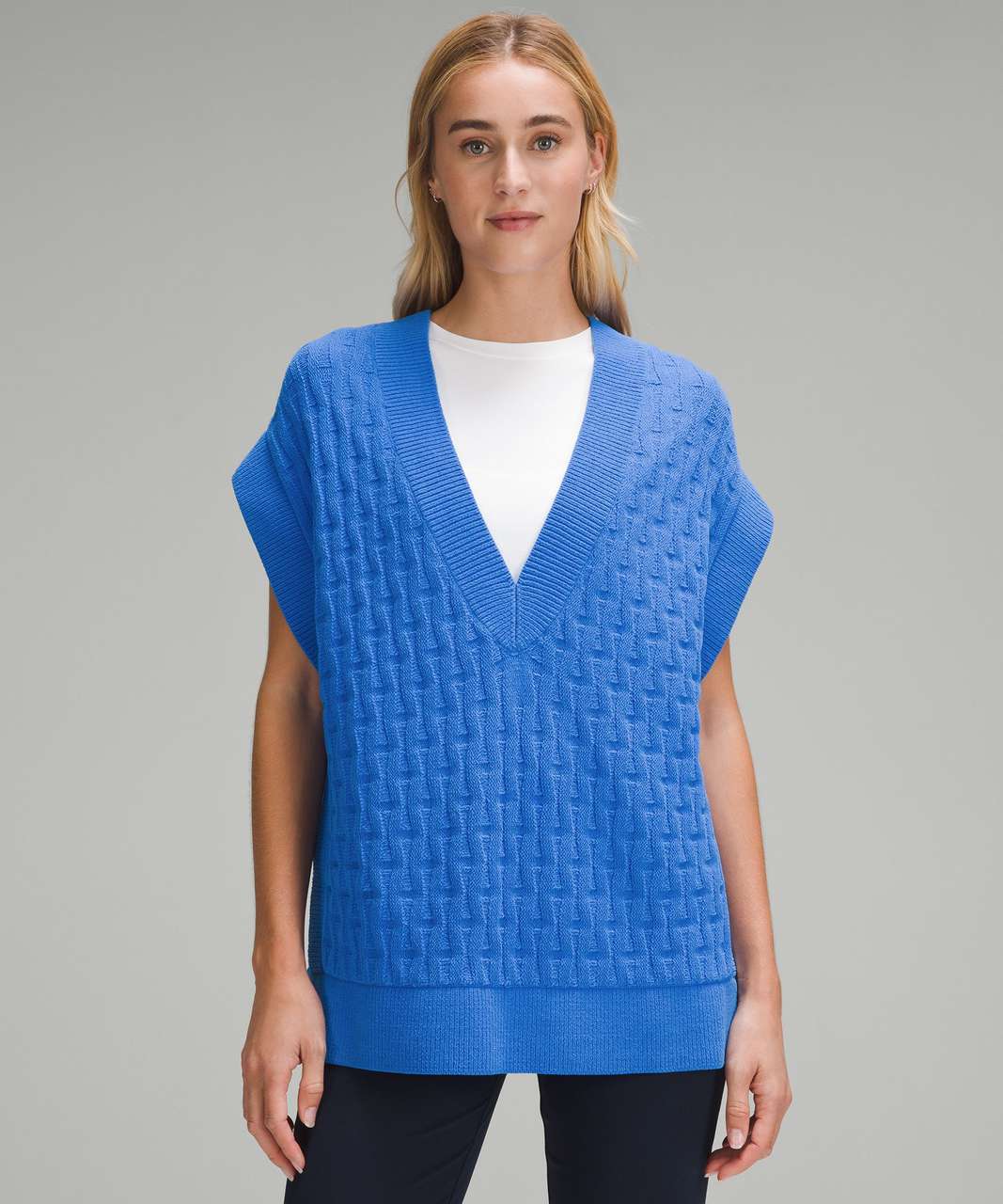 Lululemon Cable-Knit Relaxed-Fit Sweater Vest - Pipe Dream Blue - lulu  fanatics