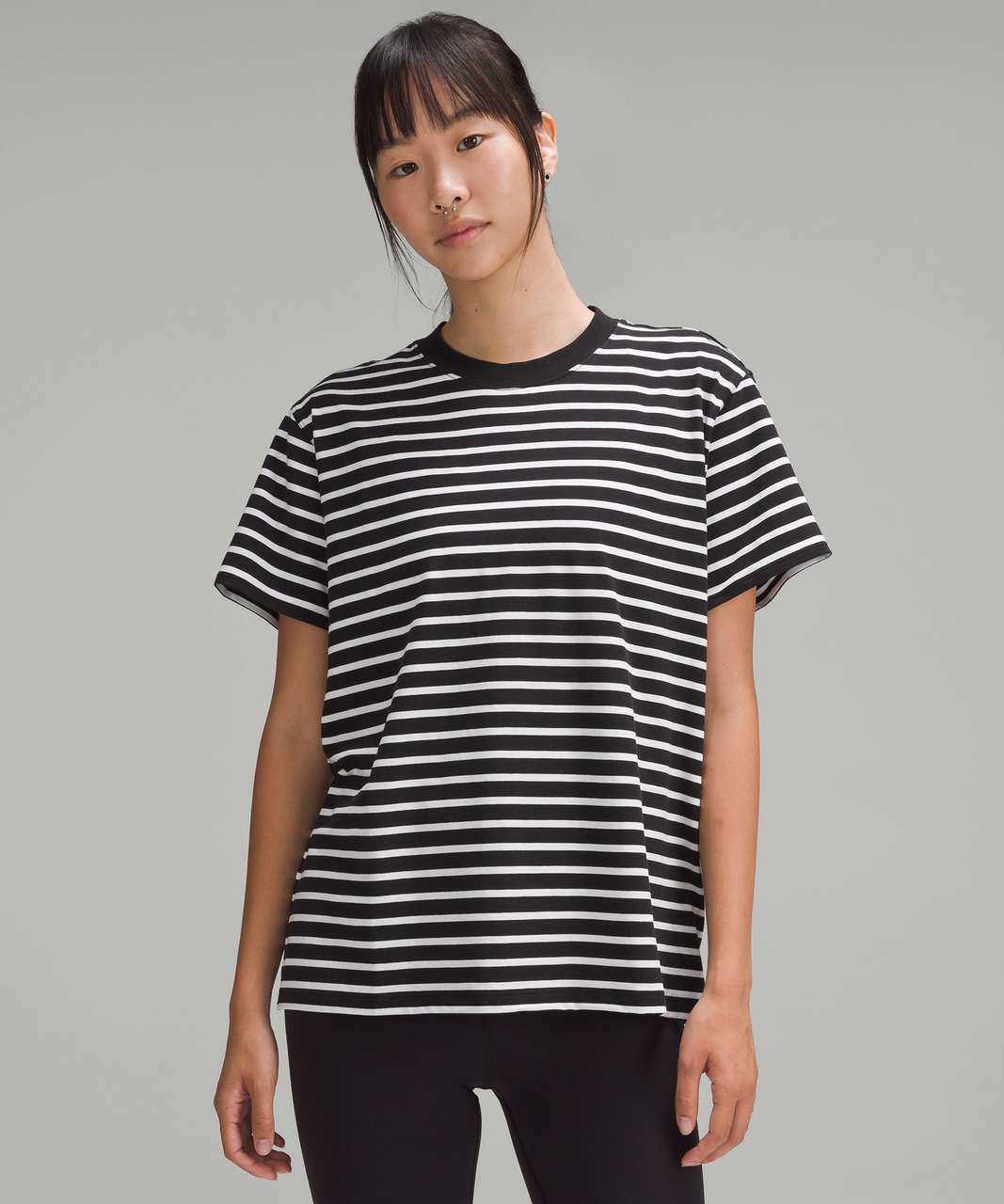 Lululemon All Yours Cotton T-Shirt - Yachtie Stripe Black White