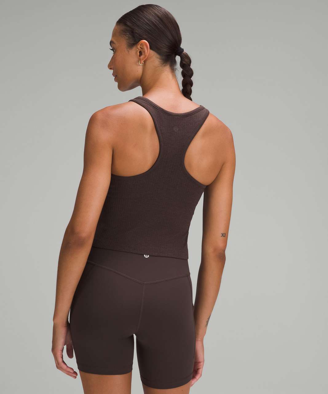 Lululemon Ebb to Street Cropped Racerback Tank Top - Espresso